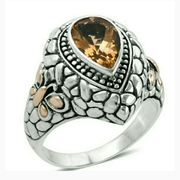 💃CITRINE STERLING & GOLD RING - Picture 2 of 8